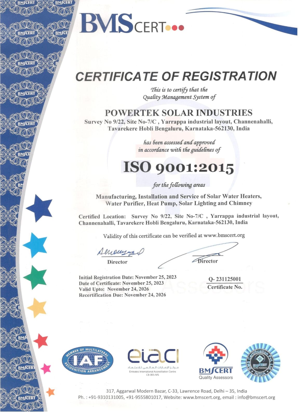 Power Tek Solar — MNRE Approval Certificate